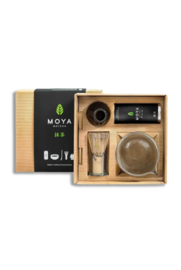 Matchawan en verre avec bec verseur coffret de cérémonie avec du matcha