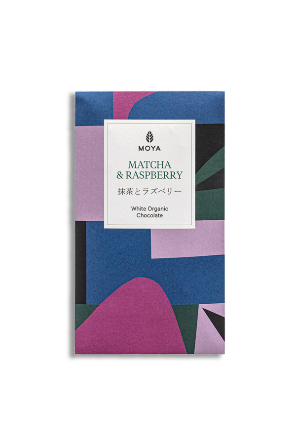 Chocolat bio au matcha et framboises 80g