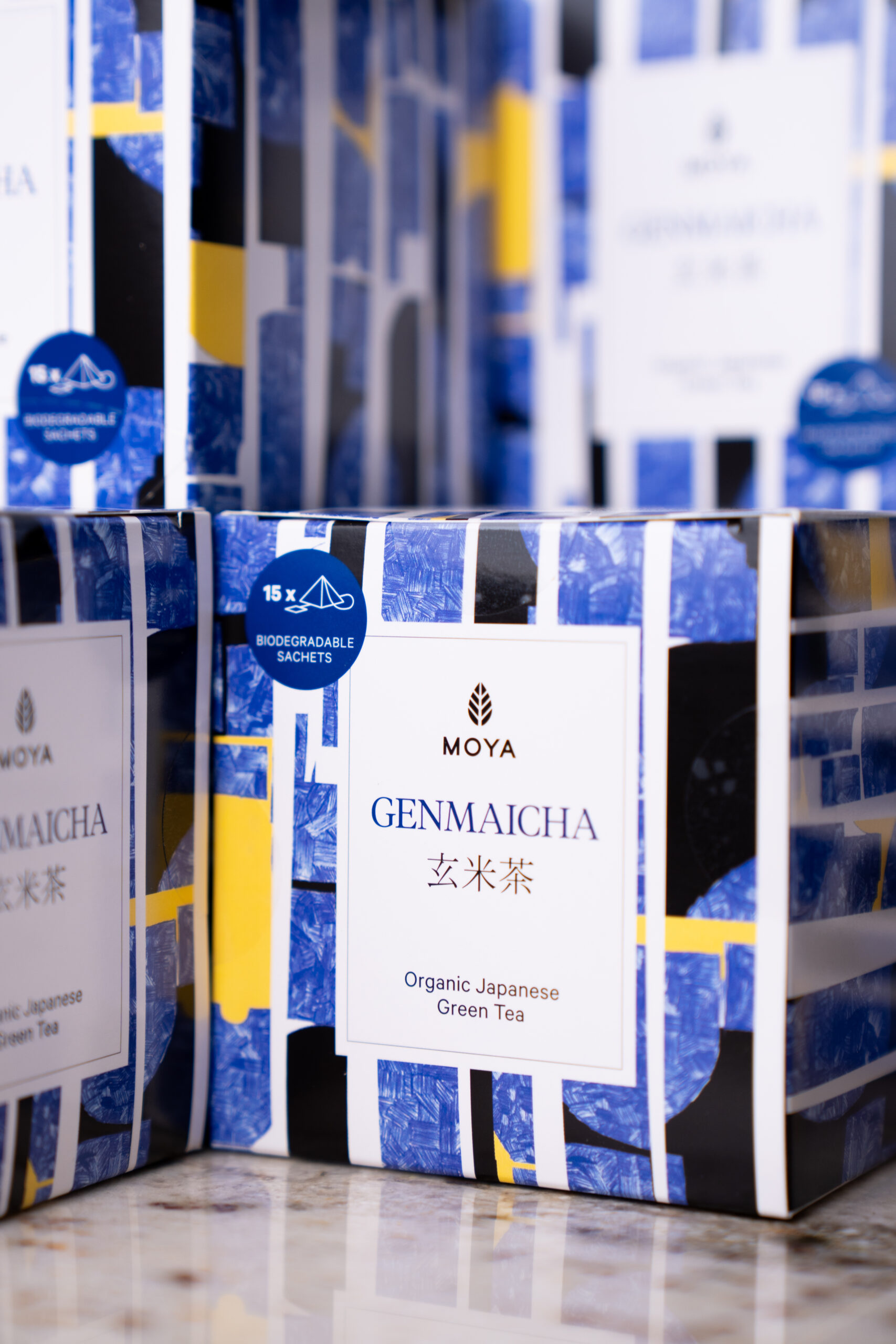 Moya Genmaicha thé vert bio en sachets 15 x 1,5 g