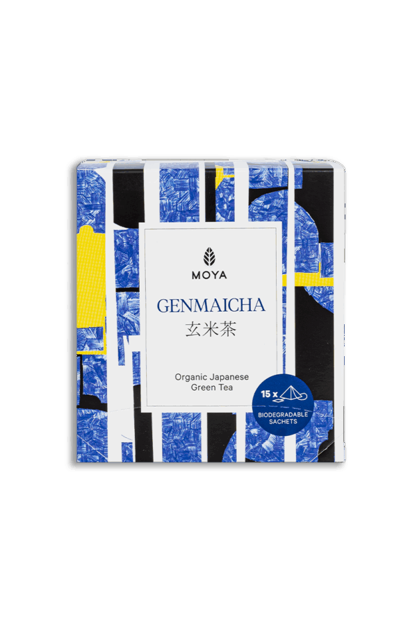 Moya Genmaicha thé vert bio en sachets 15 x 1,5 g